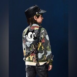 Scotch & Soda Felix the Cat Camouflage Jean Jacket Junior Boys Sz 16